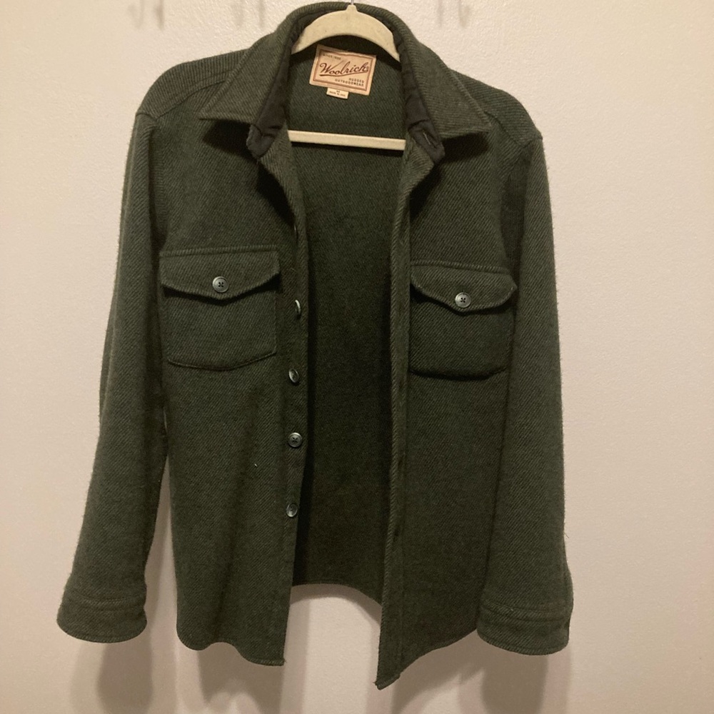 Vintage Woolrich Shirt Jacket Jac Chore Coat Flannel Wool. Medium/small Green.